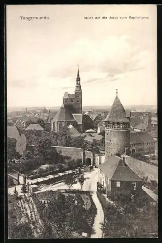 AK Tangermünde, Blick auf die Stadt vom Kapitelturm