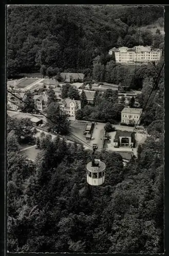 AK Bad Harzburg, Blick vom Burgberg auf die Talstation der Schwebebahn