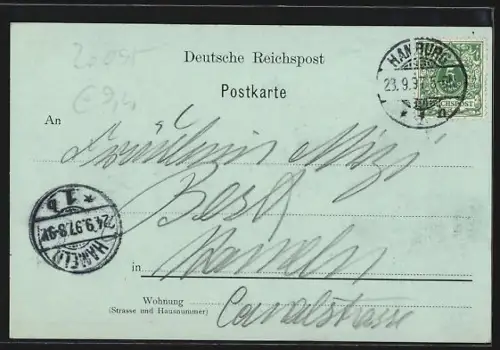 Mondschein-AK Hamburg, Reesendammbrücke im Vollmondlicht