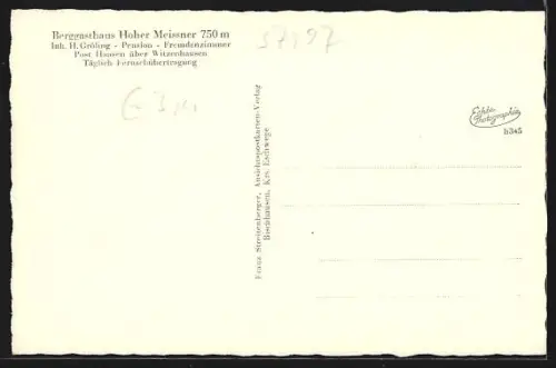 AK Hausen über Witzenhausen, Berggasthaus Hoher Meissner, Inh. H. Gröling