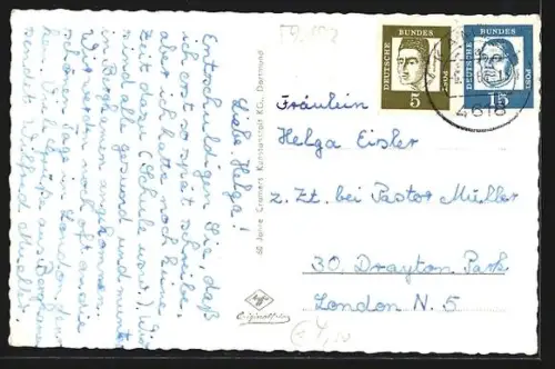 AK Bergkamen, Neue Siedlung Weddinghofen, Freibad, Landwehrstrasse