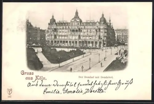 AK Köln, Domhof mit Domhotel