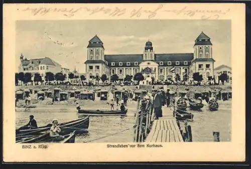 AK Binz a. Rüg., Strandleben vor dem Kurhaus