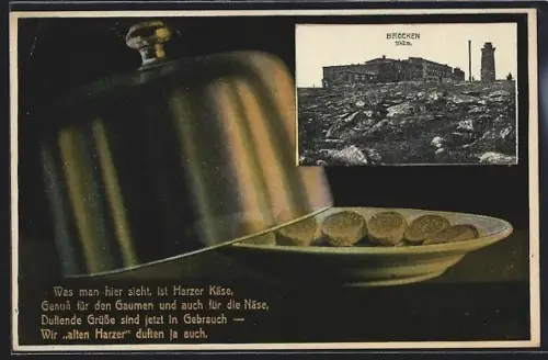 AK Brocken, Brockenhaus, Harzer Käse mit Gedicht