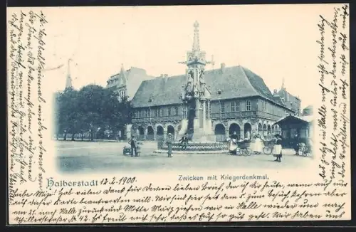 AK Halberstadt, Zwicken mit Kriegerdenkmal