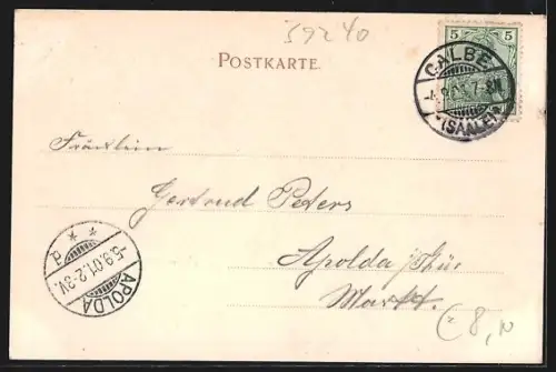 AK Calbe a. S., Ortsansicht mit Flusspartie