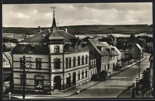 AK Niederorschel /Worbis, Hauptstrasse aus der Vogelschau