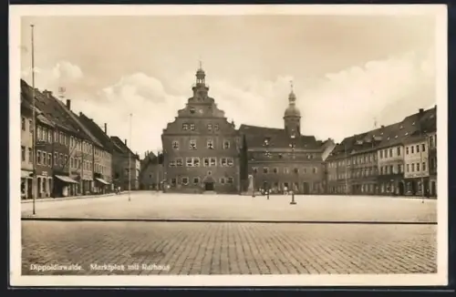 AK Dippoldiswalde, Marktplatz mit Rathaus