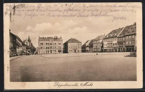 AK Dippoldiswalde, Marktpartie mit Passanten