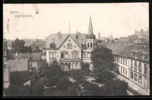 AK Speyer, Teilansicht aus der Vogelschau