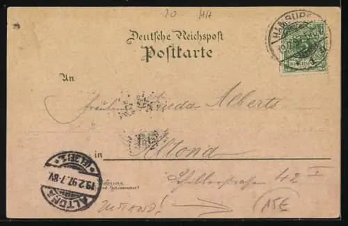 Lithographie Hamburg, Cafe de L`Europe, Alsterdamm