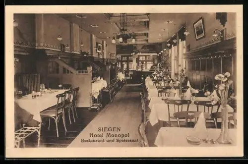 AK Siegen, Hotel Monopol, Inhaber P. Bosten, Interieur