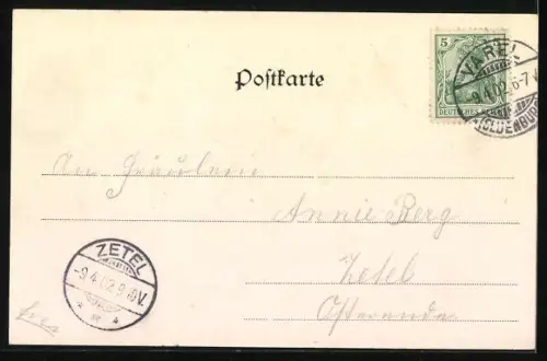 AK Varel / Oldenburg, Hafen im Blumen-Passepartout