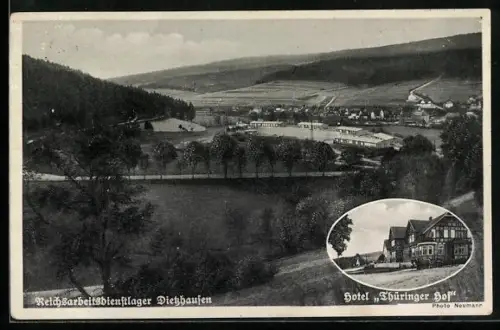 AK Dietzhausen, Reichsarbeitsdienstlagers und Hotel Thüringer Hof, Inh. J. Schmidt