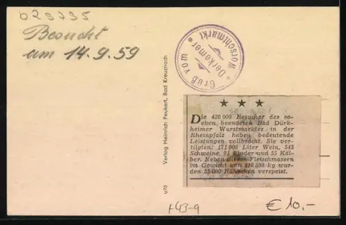 AK Bad Dürkheim, Wurstmarkt mit Besuchern, Volksfest