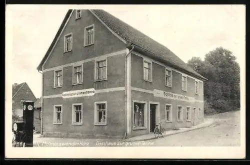 AK Molmerswende /Harz, Gasthaus zur grünen Tanne, Tanksäule