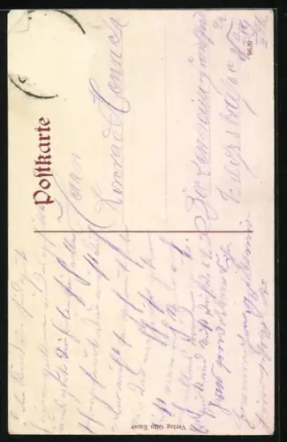 AK Göllheim, Strassenpartie mit Kirche und Rathaus