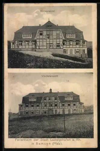 AK Ludwigshafen a. Rh., Ferienheim, Vorder- und Rückansicht