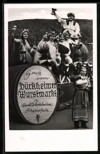 AK Bad Dürkheim, Volksfest Derkemer Worschtmarkt, Feiernde trinken Wein
