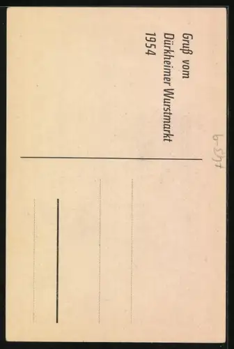 AK Dürkheim, Dürkheimer Wurstmarkt 1954, Zwei Herren mit Wegweiser