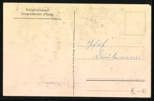 AK Gaugrehweiler, Blick auf Kriegerdenkmal