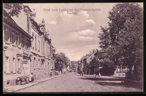 AK Kirchheimbolanden, Strassenpartie in der Vorstadt mit Restauration Fuchshof