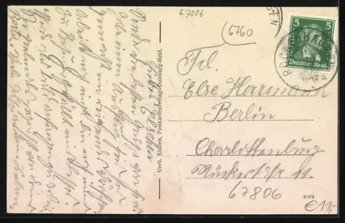 AK Katzenbach, Totalansicht des Ortes und Denkmal