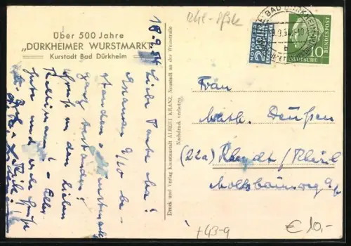 Künstler-AK Dürkheim, Über 500 Jahre Wurstmarkt, Zwei Männer tragen einen Betrunkenden