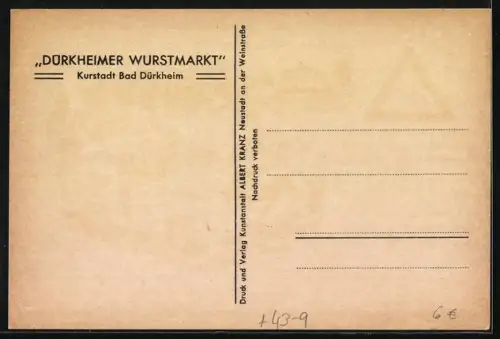 Künstler-AK Dürkheim, Dürkheimer Wurstmarkt, Trinkende warnen davor, erst nüchtern wieder zu fahren