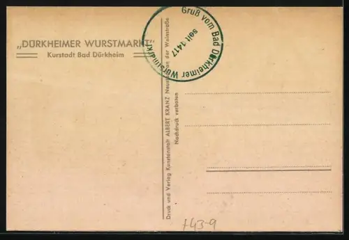 Künstler-AK Dürkheim, Dürkheimer Wurstmarkt, Trinkende warnen davor, erst nüchtern wieder zu fahren
