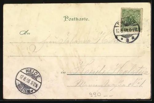 Lithographie Leierkastenmann auf einem Volksfest