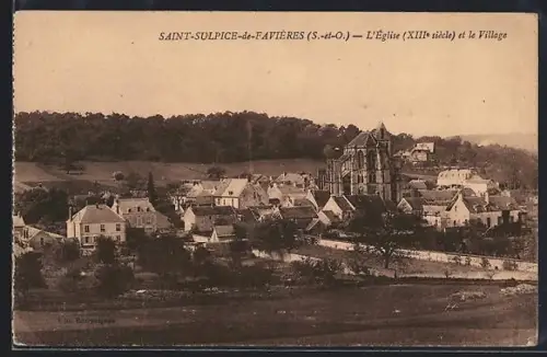 AK Saint-Sulpice-de-Favières /S.-et-O., L`Église et le Village