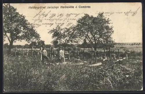 AK Herbeville /Combres, Tombes de soldats entre les villages