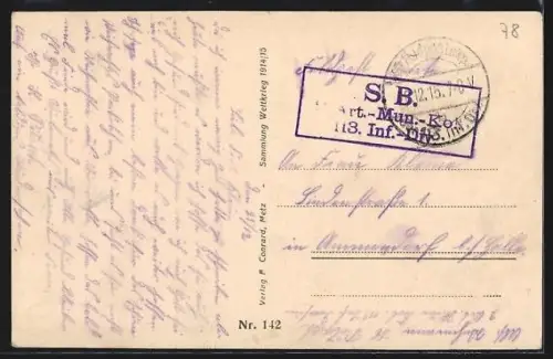 AK Herbeviller, Strassenpartie mit Ruinen