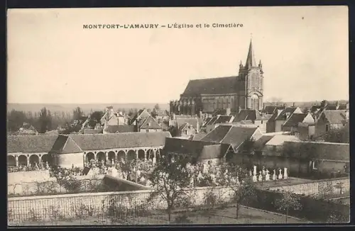AK Montfort-l`Amaury, l`église et le cimetière