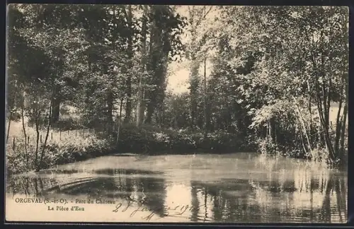 AK Orgeval /S.-et-O., Parc du Château, La Pièce d`Eau