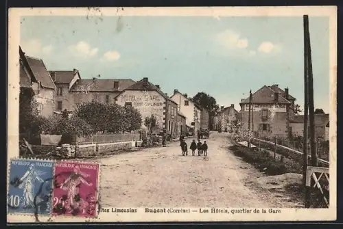 AK Bugeat /Corrèze, Les Hôtels, quartier de la Gare