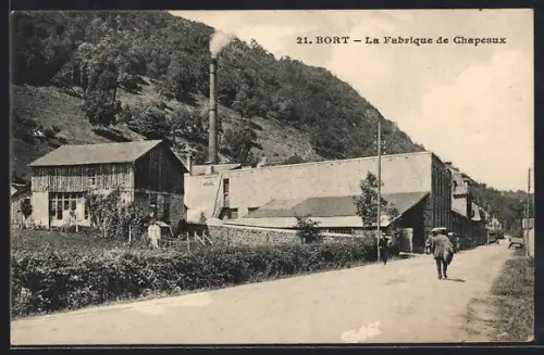 AK Bort, La Fabrique de Chapeaux et paysage environnant