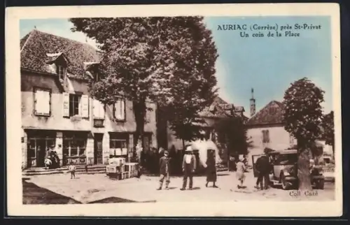 AK Auriac /Corrèze, Un coin de la Place