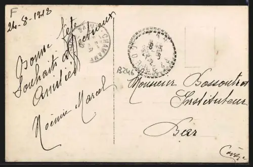 AK Saint-Bonnet-Elvert, Mille bons Baisers avec portrait d`enfant et fleurs