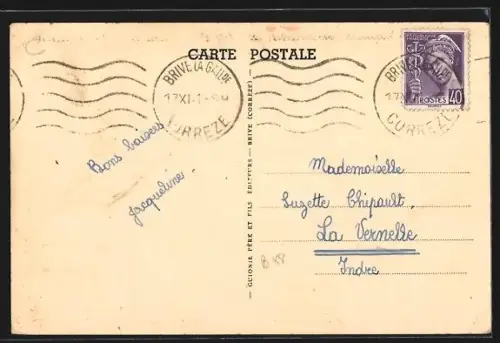 AK Brive /Corrèze, La Poste et le Monument aux Morts