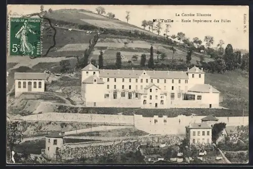 AK Tulle /Corrèze, École Supérieure des Filles et paysage environnant