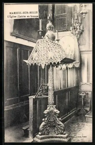 AK Mareuil-sur-Belle, L`Église, Lutrin en bronze