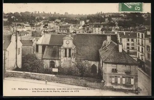 AK Sèvres, L`Église de Sèvres, une des plus anciennes églises des environs de Paris, datant de 675