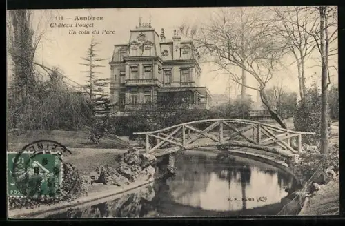 AK Asnières, Château Pouget, Un coin du Parc