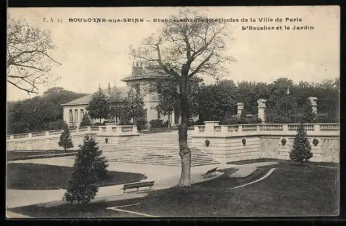 AK Boulogne-sur-Seine, Établissements horticoles de la Ville de Paris, L`Escalier et le Jardin