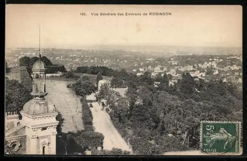 AK Robinson, Vue générale avec paysage urbain et tour architecturale