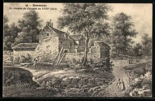 AK Suresnes, Le chemin du Calvaire au XVIIIe siècle