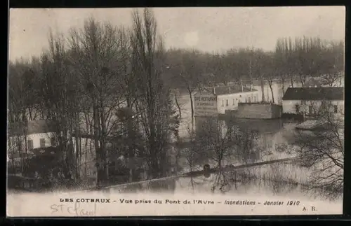 AK Les Coteaux, Inondations, Janvier 1910, Vue prise du Pont de l`Yvette