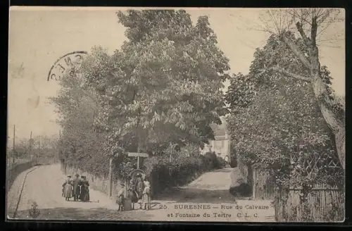 AK Suresnes, Rue du Calvaire et Fontaine du Tertre